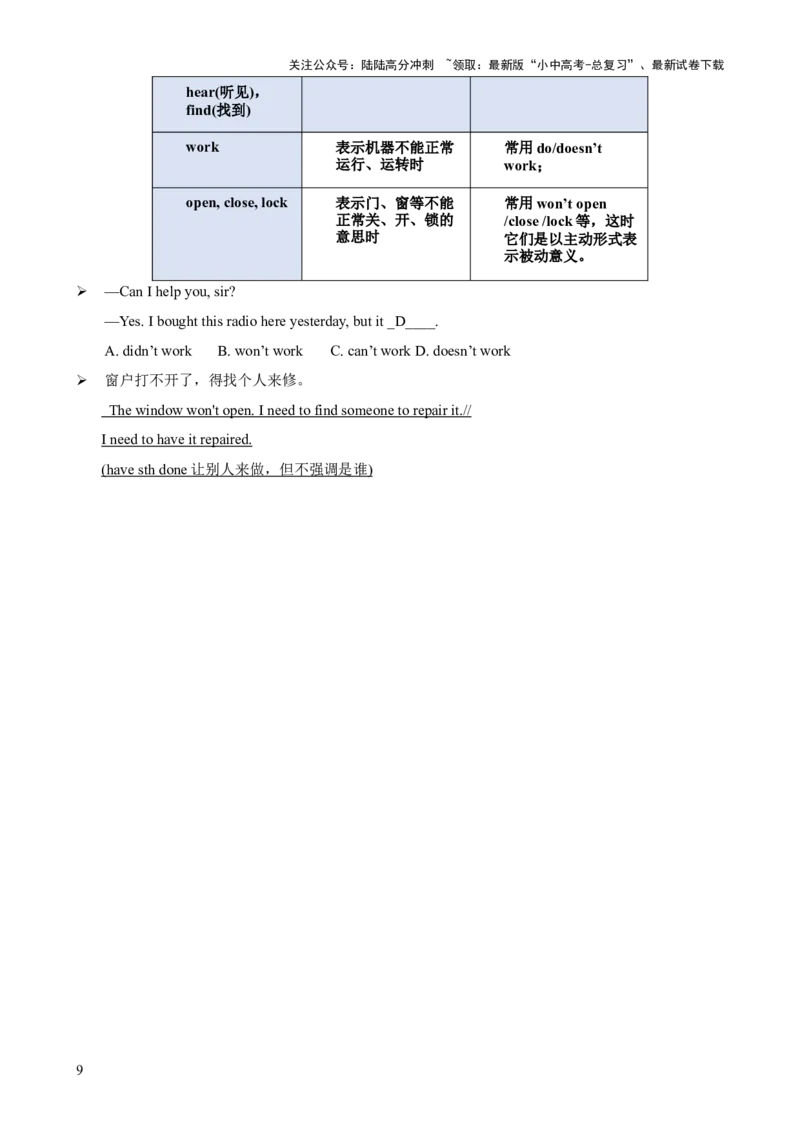 专题02动词时态（二）知识梳理-口袋书2024年中考英语一轮复习知识清单（全国通用）（原卷版）_02中考总复习（2026版更新中）_03-英语-中考总复习_2024年中考复习资料_一轮复习