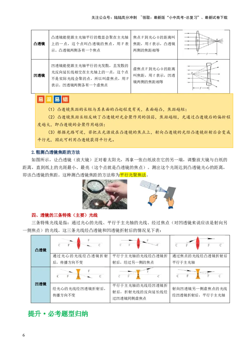 专题03透镜及其应用（讲义）（解析版）_02中考总复习（2026版更新中）_04-物理-中考总复习_2024年中考复习资料_一轮复习_课件+讲义+练习2024年中考物理一轮复习讲练测（全国通用）