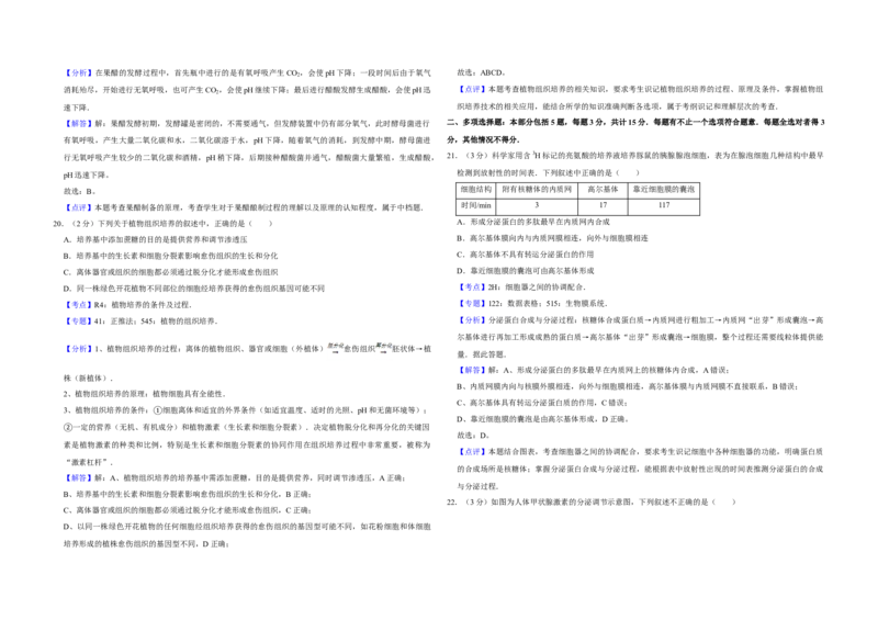 2008年江苏省高考生物试卷解析版_全国卷+地方卷_6.生物_1.生物高考真题试卷_2008-2020年_地方卷_江苏高考生物07-20_A3word版