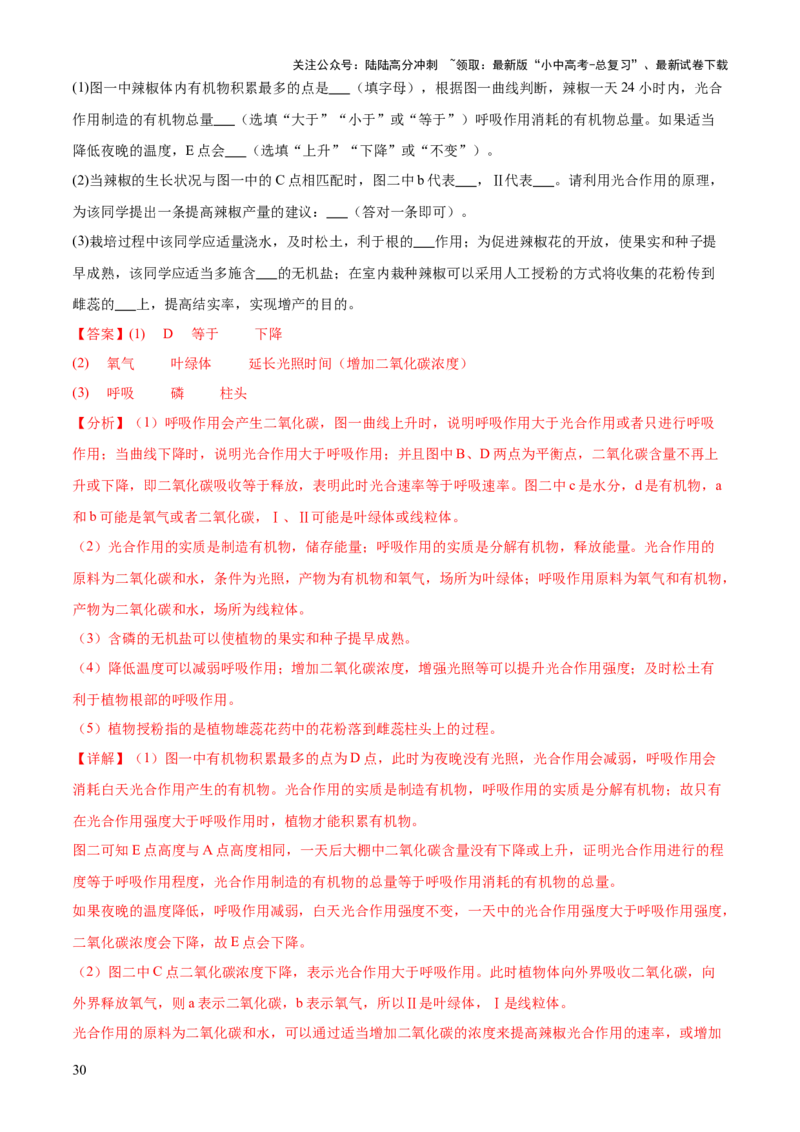 专题03植物的生活（3大模板）（解析版）_02中考总复习（2026版更新中）_08-生物-中考总复习_2025中考复习资料_2025年中考生物答题方法模板