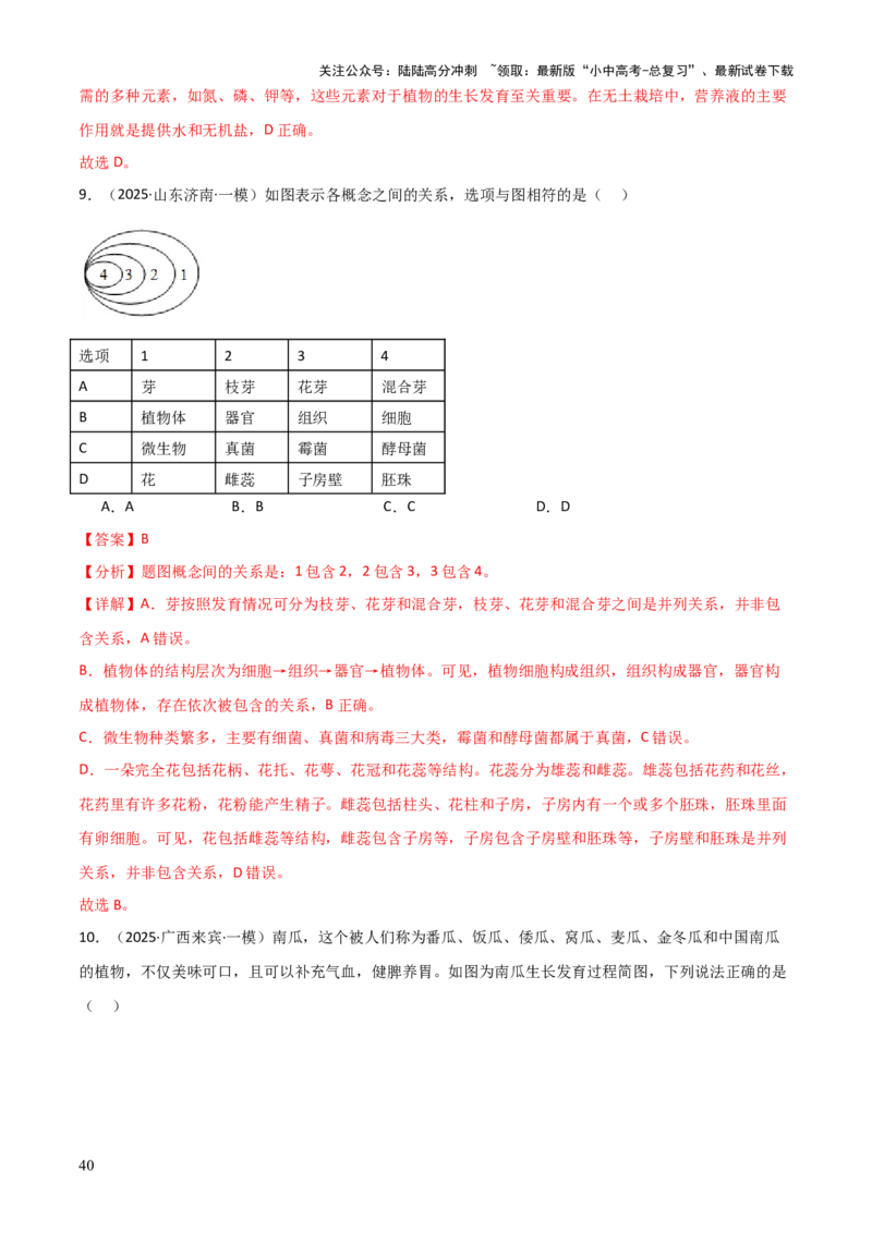 专题03植物的生活（3大模板）（解析版）_02中考总复习（2026版更新中）_08-生物-中考总复习_2025中考复习资料_2025年中考生物答题方法模板