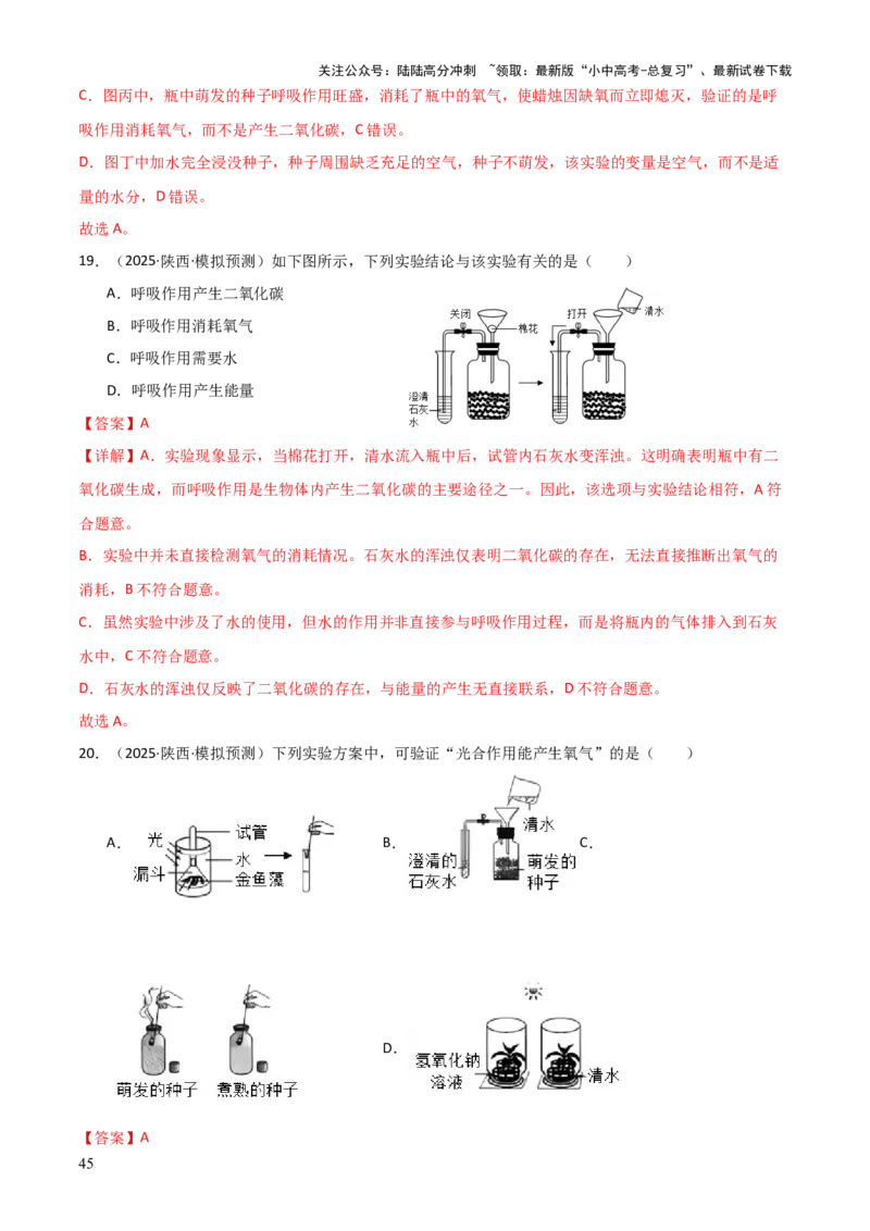 专题03植物的生活（3大模板）（解析版）_02中考总复习（2026版更新中）_08-生物-中考总复习_2025中考复习资料_2025年中考生物答题方法模板