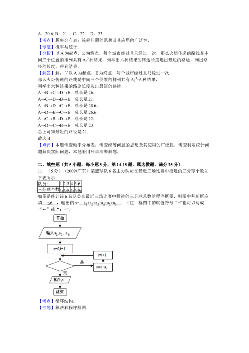 2009年广东高考（文科）数学试题及答案_全国卷+地方卷_2.数学_1.数学高考真题试卷_2008-2020年_地方卷_广东高科数学（理+文）08-22_A4Word版