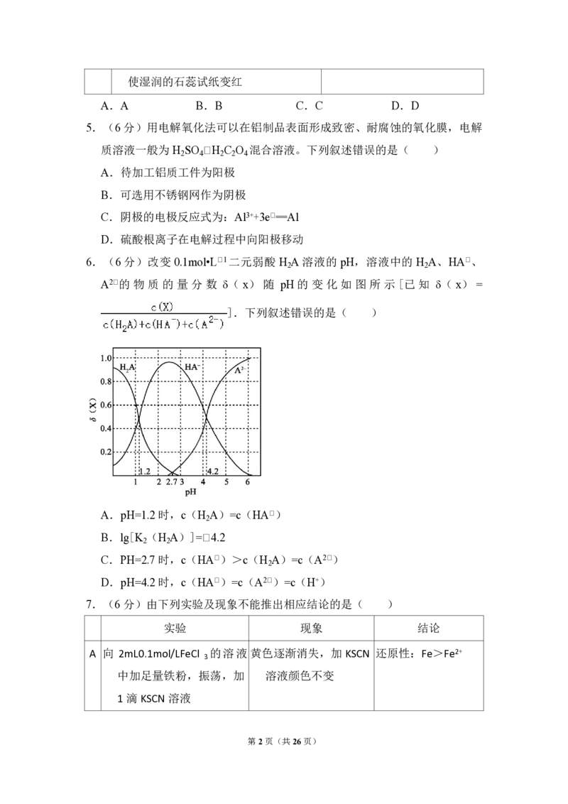 2017年全国统一高考化学试卷（新课标Ⅱ）（解析版）_全国卷+地方卷_5.化学_1.化学高考真题试卷_2008-2020年_全国卷_全国统一高考化学（新课标ⅱ）2008-2021_A4word版_PDF版