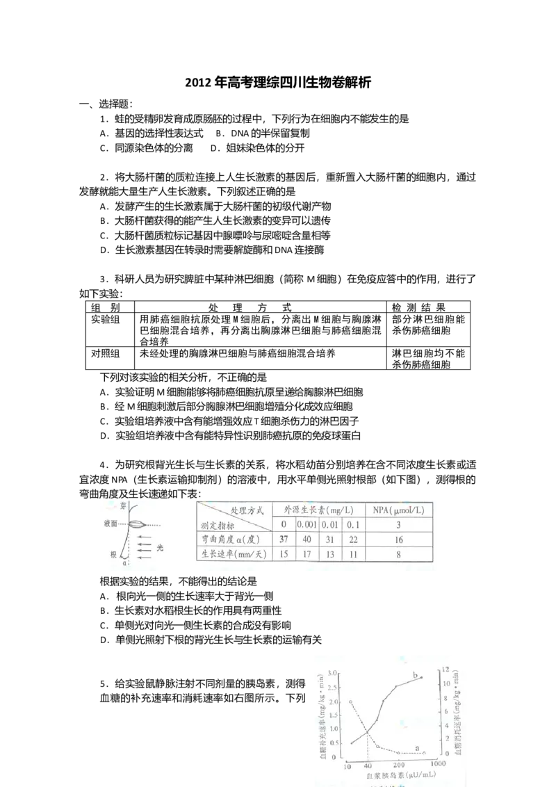 2012年四川省高考生物试卷及答案_全国卷+地方卷_6.生物_1.生物高考真题试卷_2008-2020年_地方卷_四川高考生物08-20