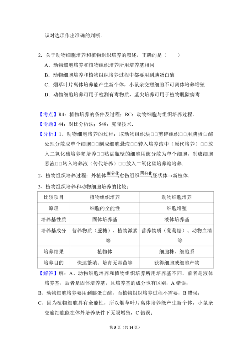 2013年全国统一高考生物试卷（大纲版）（解析版）_全国卷+地方卷_6.生物_1.生物高考真题试卷_2008-2020年_全国卷_全国统一高考生物（新课标ⅰ）08-21_A4word版_PDF版（赠送）