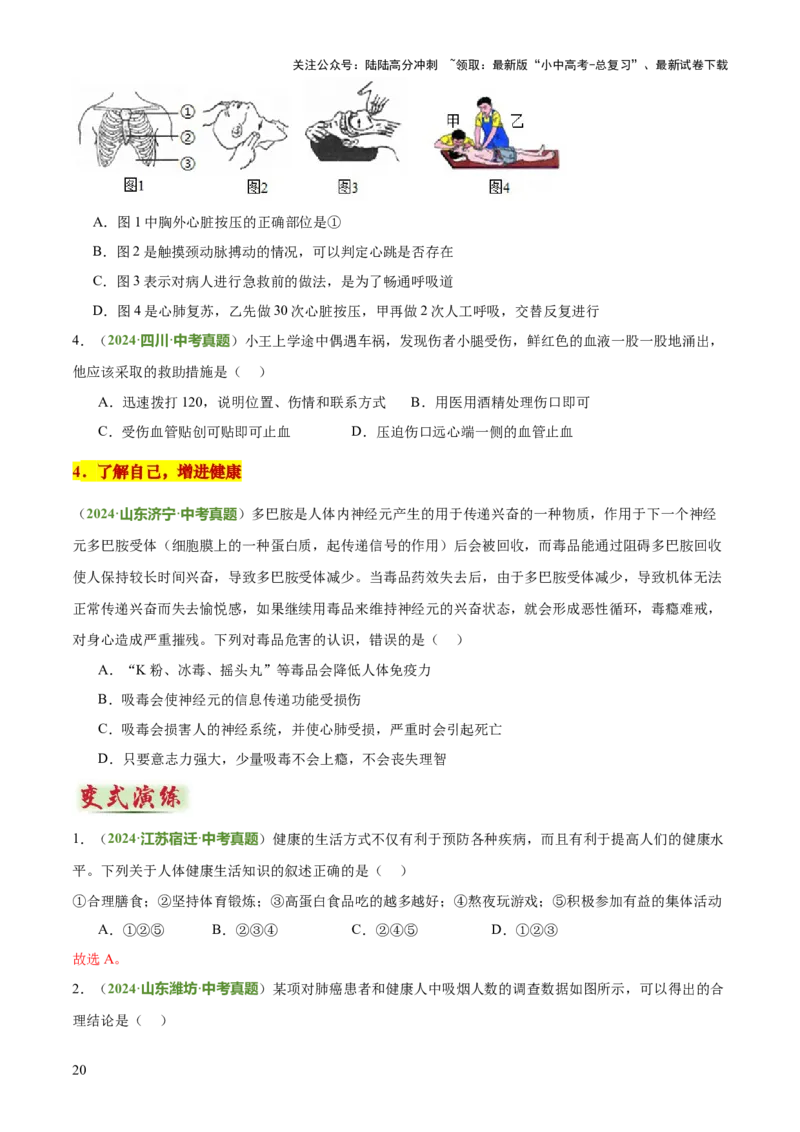 专题05人体生理与健康（二）（3大答题模板）（原卷版）_02中考总复习（2026版更新中）_08-生物-中考总复习_2025中考复习资料_2025年中考生物答题方法模板
