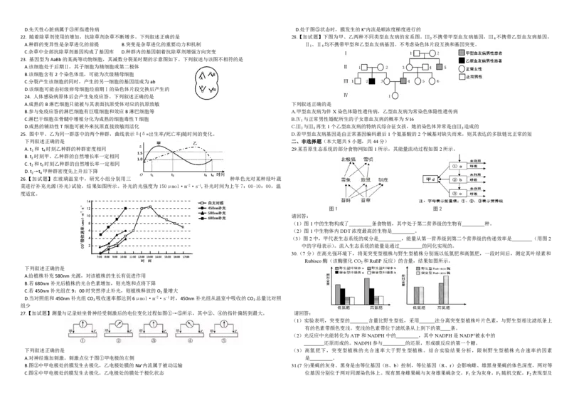 2016年浙江省高考生物10月（原卷版）_全国卷+地方卷_6.生物_1.生物高考真题试卷_2008-2020年_地方卷_浙江高考生物08-21_A3word版_PDF版（赠送）