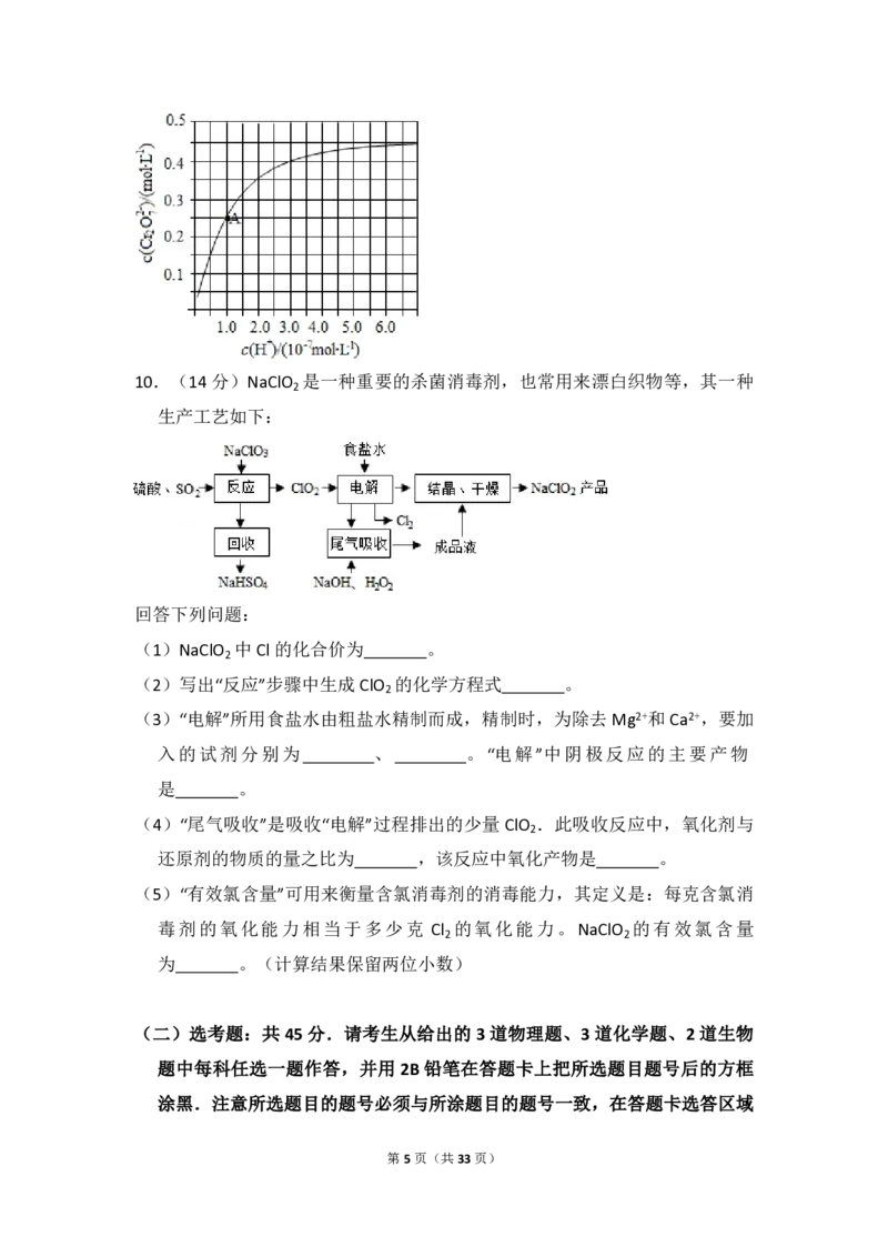 2016年高考真题化学（山东卷）（解析版）_全国卷+地方卷_5.化学_1.化学高考真题试卷_2008-2020年_地方卷_山东高考化学2008-2021_山东高考化学_A4版_PDF版