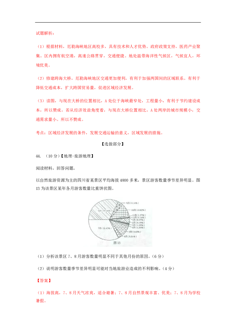 2015年高考真题地理（山东卷）（解析版）_全国卷+地方卷_8.地理_1.地理高考真题试卷_2008-2020年_地方卷_山东高考地理08-21_山东高考地理_A4版_PDF版