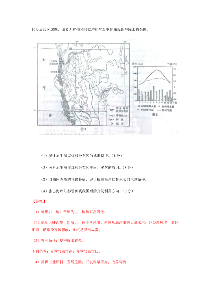 2015年高考真题地理（山东卷）（解析版）_全国卷+地方卷_8.地理_1.地理高考真题试卷_2008-2020年_地方卷_山东高考地理08-21_山东高考地理_A4版_PDF版