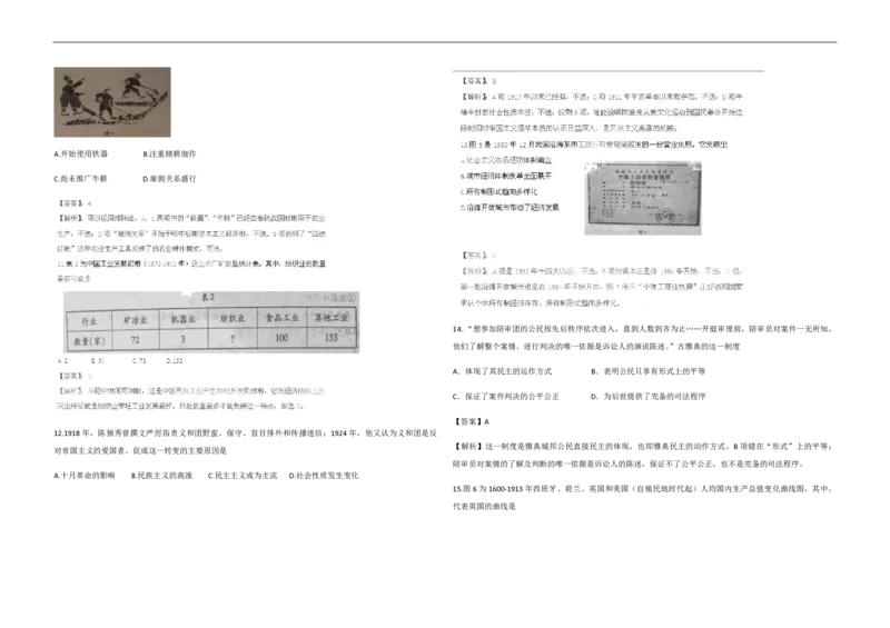 2011年高考真题历史（山东卷）（解析版）_全国卷+地方卷_7.历史_1.历史高考真题试卷_2008-2020年_地方卷_山东高考历史07-21_山东高考历史_A3版_pdf版