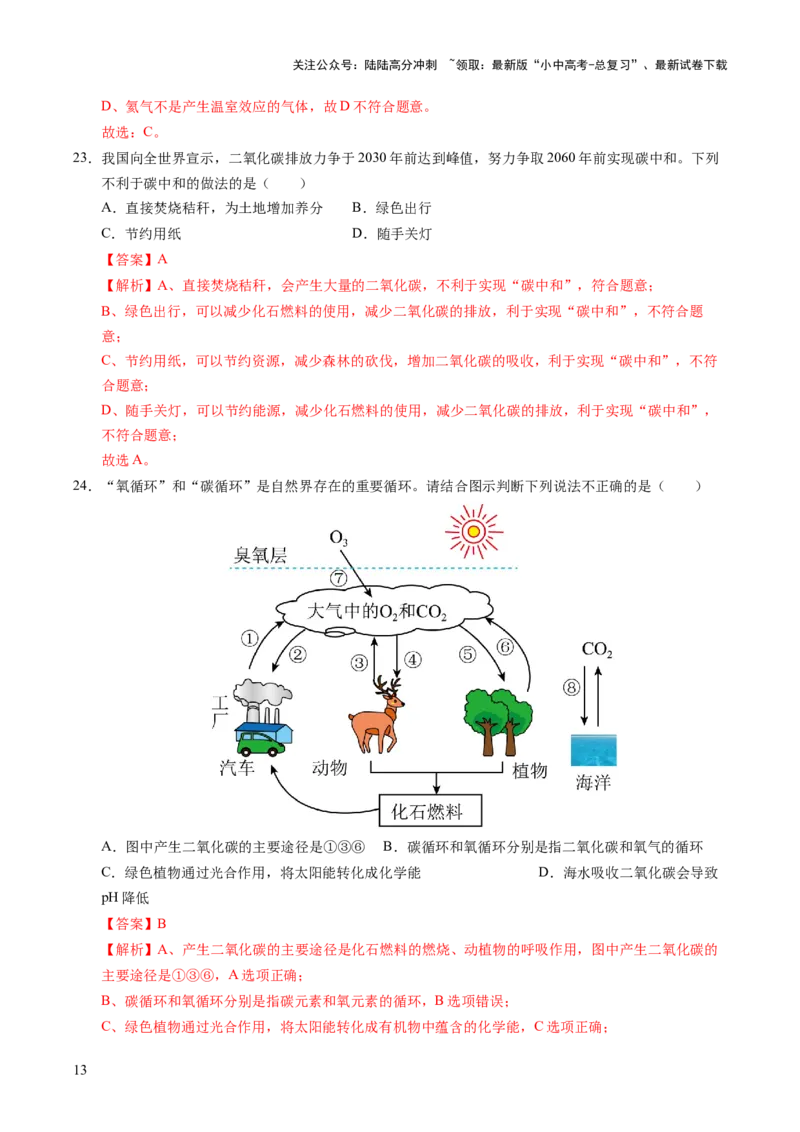 专题05碳和碳的氧化物（练习）（解析版）_02中考总复习（2026版更新中）_05-化学-中考总复习_2025年中考复习资料_2025中考化学一轮复习讲义+课件_练习_专题05碳和碳的氧化物（练习）