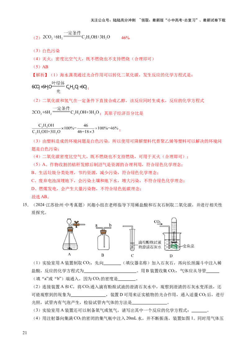 专题05碳和碳的氧化物（练习）（解析版）_02中考总复习（2026版更新中）_05-化学-中考总复习_2025年中考复习资料_2025中考化学一轮复习讲义+课件_练习_专题05碳和碳的氧化物（练习）