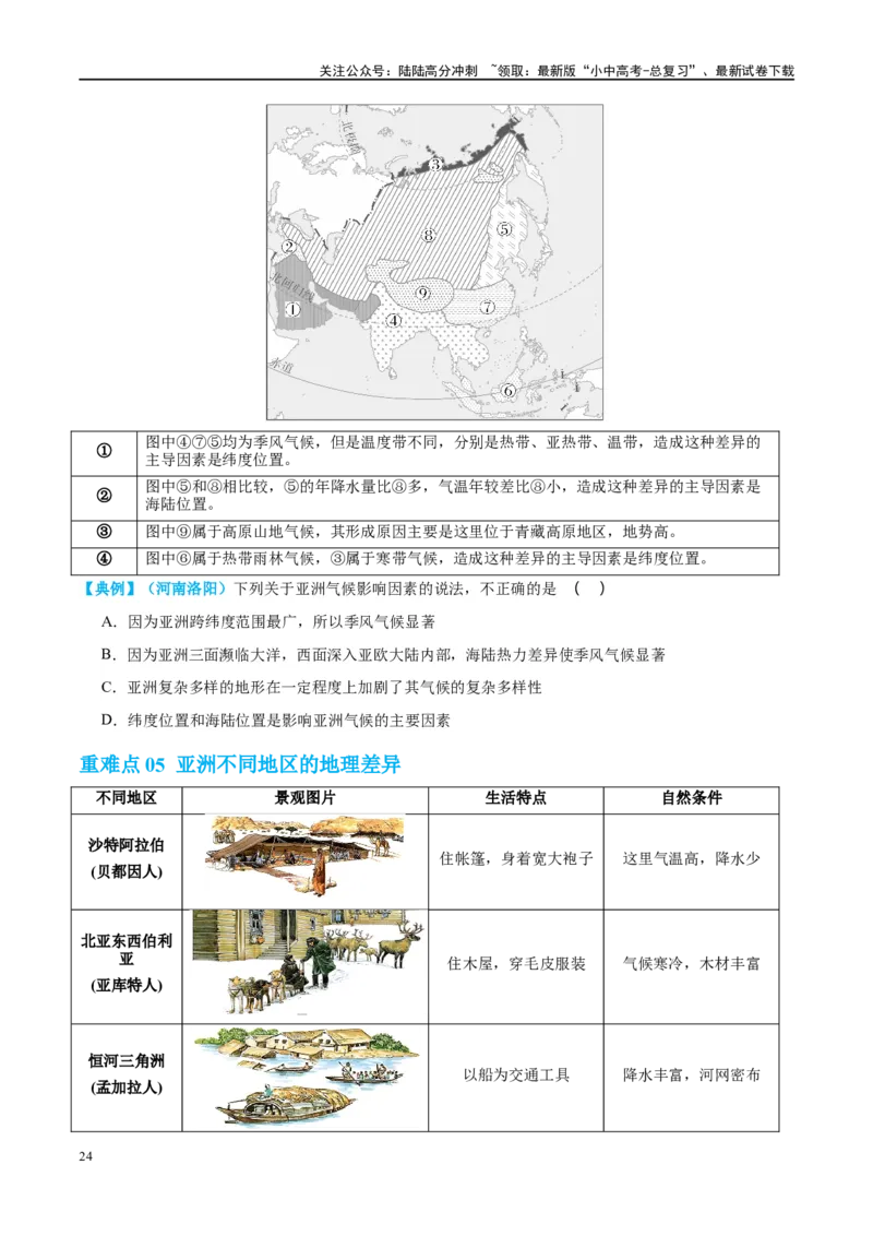 专题08亚洲和欧洲（讲义）（原卷版）_02中考总复习（2026版更新中）_09-地理-中考总复习_2024年中考复习资料_一轮复习_❤2024年中考地理一轮复习讲练测（全国通用）_配套讲义