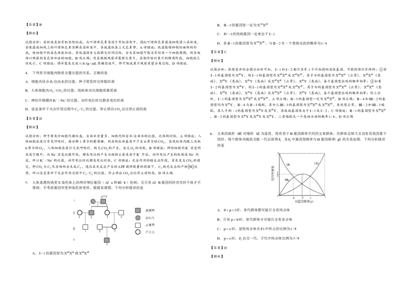 2015年高考真题生物（山东卷）（解析版）_全国卷+地方卷_6.生物_1.生物高考真题试卷_2008-2020年_地方卷_山东高考生物08-21_山东高考生物_A3版_pdf版