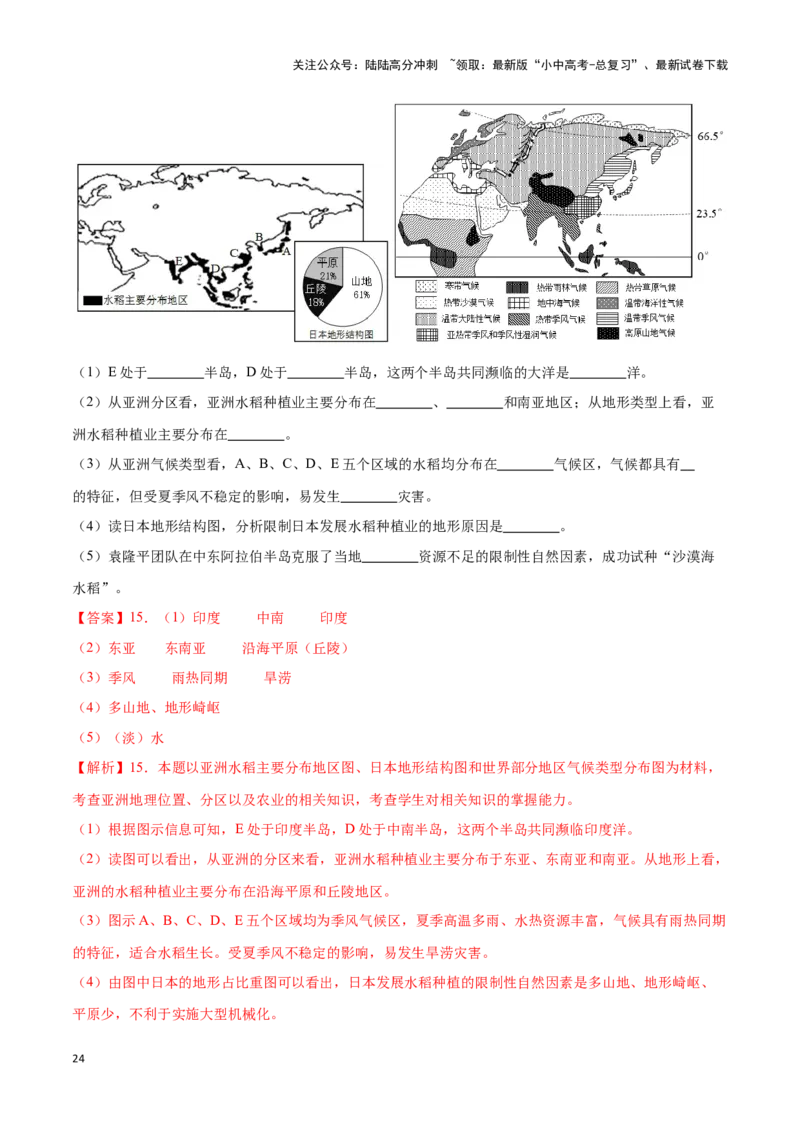 专题08亚洲-备战2024年中考地理识图速记手册与变式演练（全国通用）（解析版）_02中考总复习（2026版更新中）_09-地理-中考总复习_2024年中考复习资料_专项复习资料_答案解析版