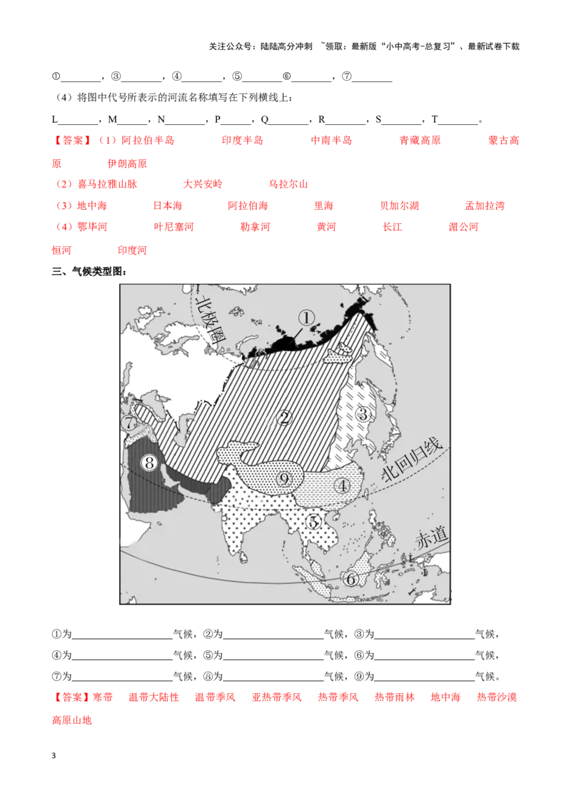 专题08亚洲-备战2024年中考地理识图速记手册与变式演练（全国通用）（解析版）_02中考总复习（2026版更新中）_09-地理-中考总复习_2024年中考复习资料_专项复习资料_答案解析版