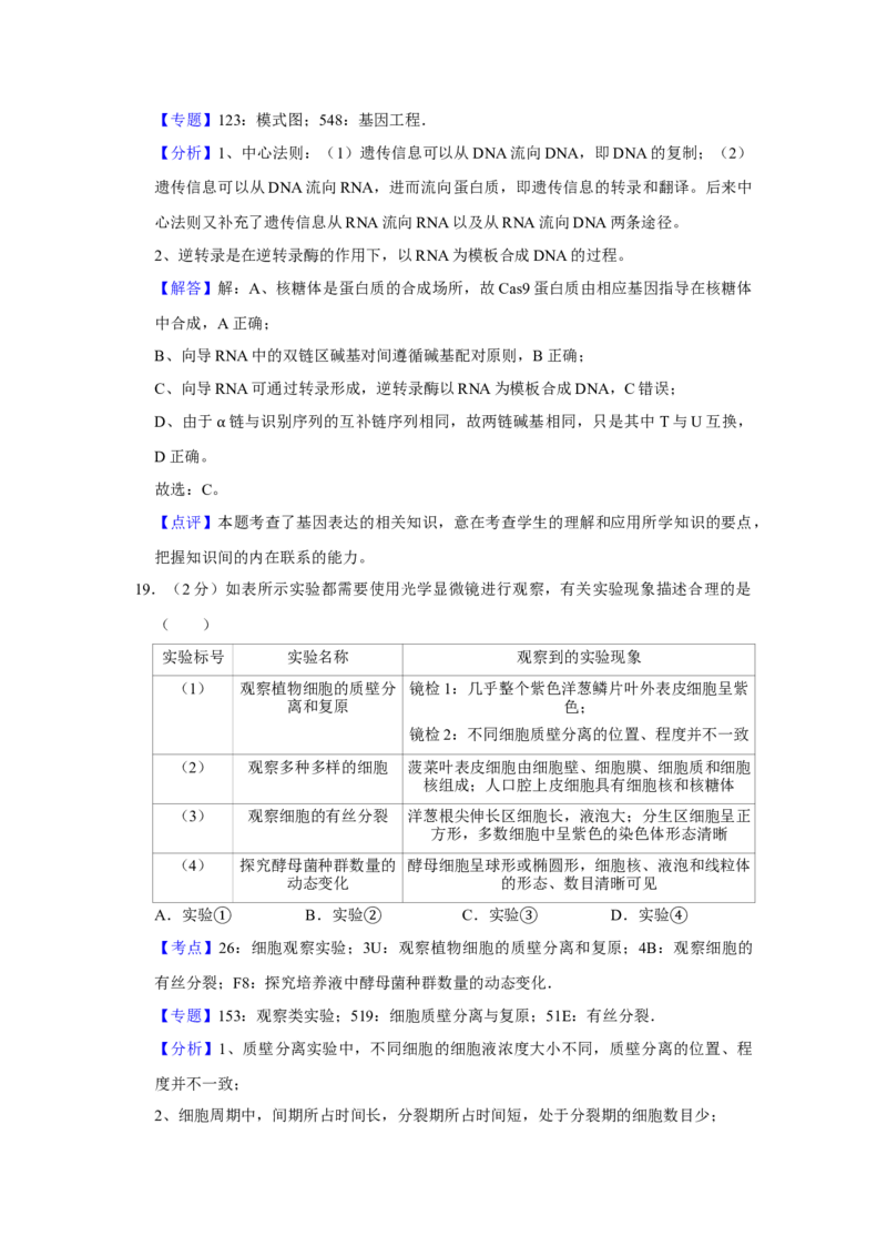 2016年江苏省高考生物试卷解析版_全国卷+地方卷_6.生物_1.生物高考真题试卷_2008-2020年_地方卷_江苏高考生物07-20_A4word版