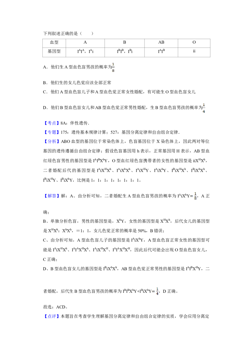 2016年江苏省高考生物试卷解析版_全国卷+地方卷_6.生物_1.生物高考真题试卷_2008-2020年_地方卷_江苏高考生物07-20_A4word版