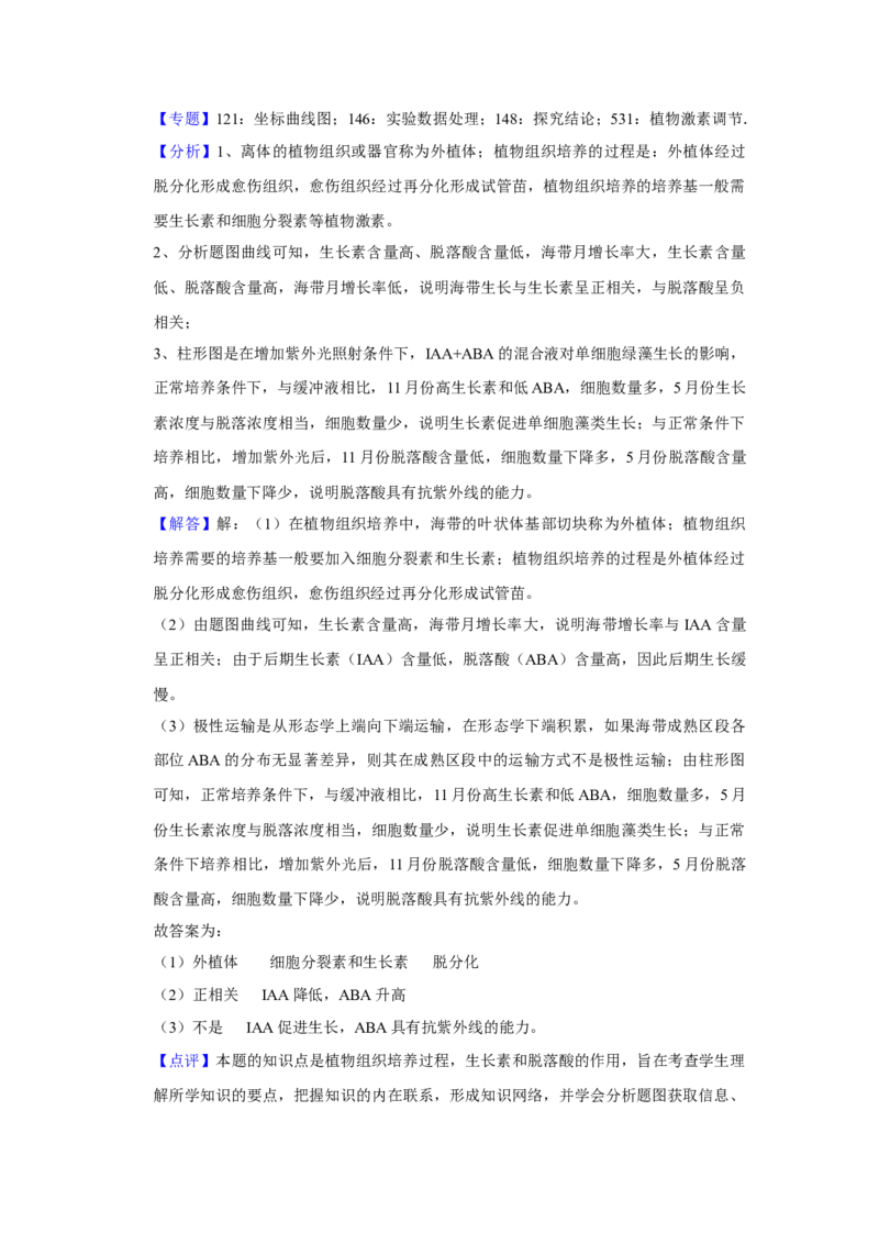 2016年江苏省高考生物试卷解析版_全国卷+地方卷_6.生物_1.生物高考真题试卷_2008-2020年_地方卷_江苏高考生物07-20_A4word版