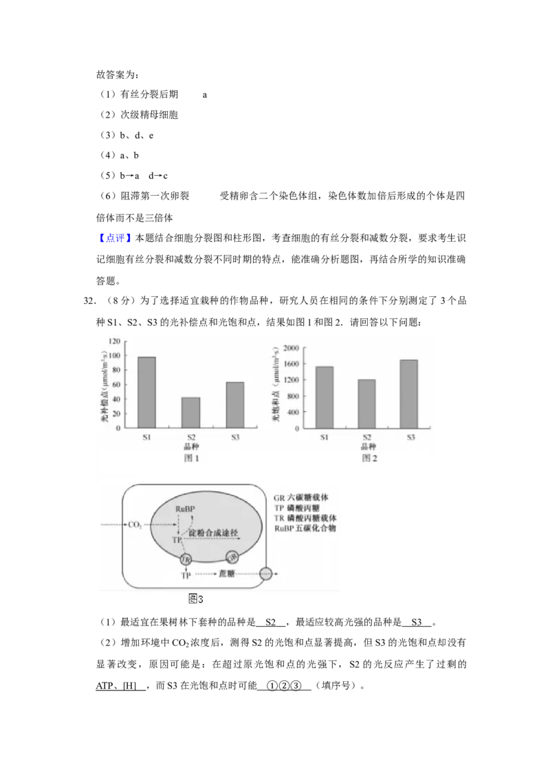 2016年江苏省高考生物试卷解析版_全国卷+地方卷_6.生物_1.生物高考真题试卷_2008-2020年_地方卷_江苏高考生物07-20_A4word版