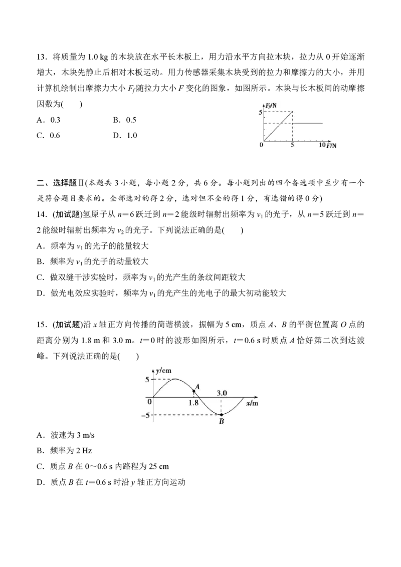 2015年浙江省高考物理10月（原卷版）_全国卷+地方卷_4.物理_1.物理高考真题试卷_2008-2020年_地方卷_浙江高考物理08-21_A4word版_PDF版（赠送）
