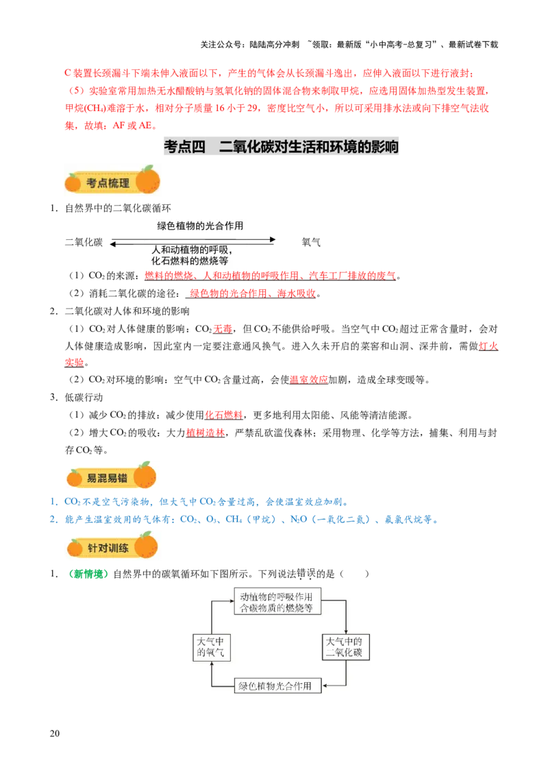 专题05碳和碳的氧化物（讲义）（解析版）_02中考总复习（2026版更新中）_05-化学-中考总复习_2025年中考复习资料_2025中考化学一轮复习讲义+课件_讲义_专题05碳和碳的氧化物（讲义）