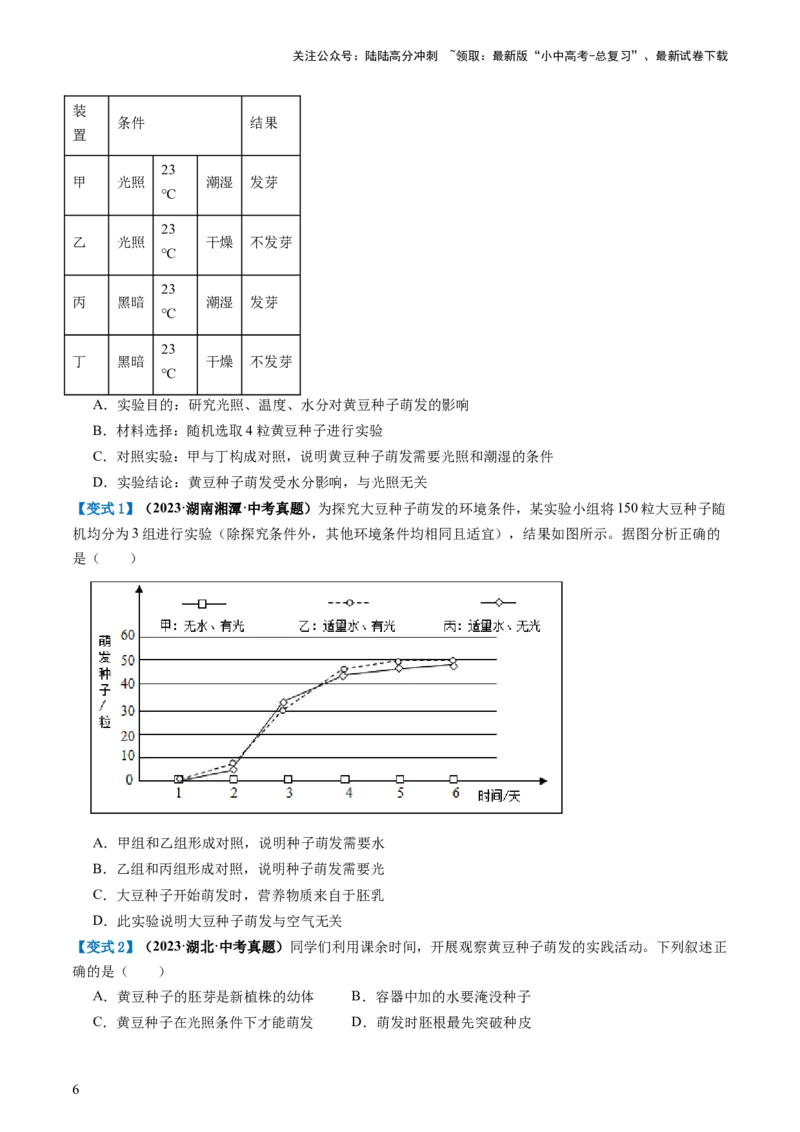 专题05被子植物的一生（讲义）（原卷版）_02中考总复习（2026版更新中）_08-生物-中考总复习_2024年中考复习资料_一轮复习_❤2024年中考生物一轮复习讲练测（全国通用）_讲义
