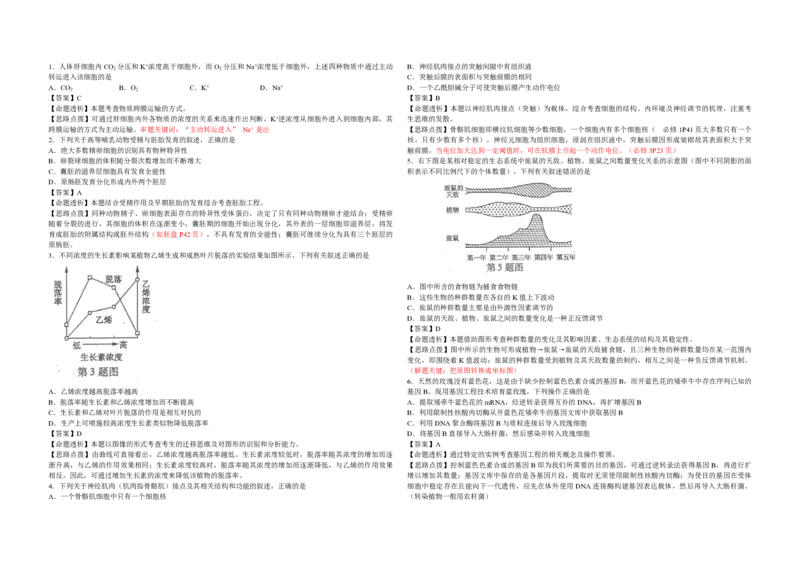 2012年浙江省高考生物（解析版）_全国卷+地方卷_6.生物_1.生物高考真题试卷_2008-2020年_地方卷_浙江高考生物08-21_A3word版_PDF版（赠送）
