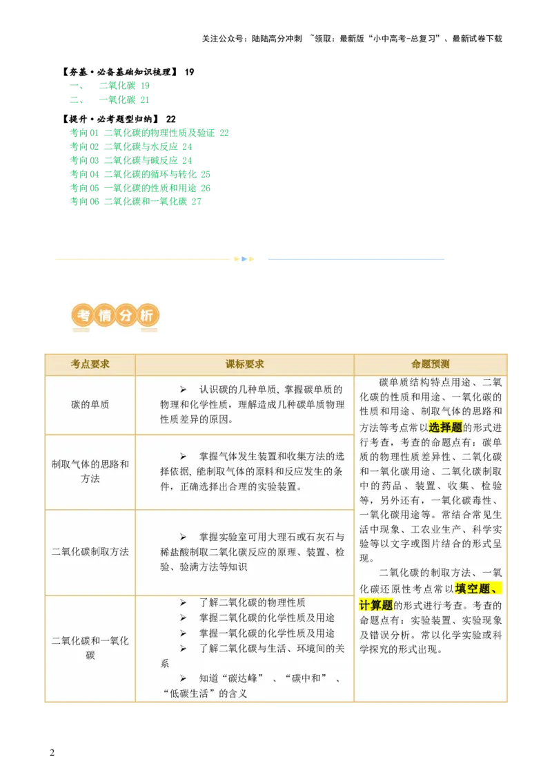 专题04碳和碳的化合物（讲义）（原卷版）_02中考总复习（2026版更新中）_05-化学-中考总复习_2024年中考复习资料_一轮复习资料_2024年中考化学一轮复习讲练测（全国通用）