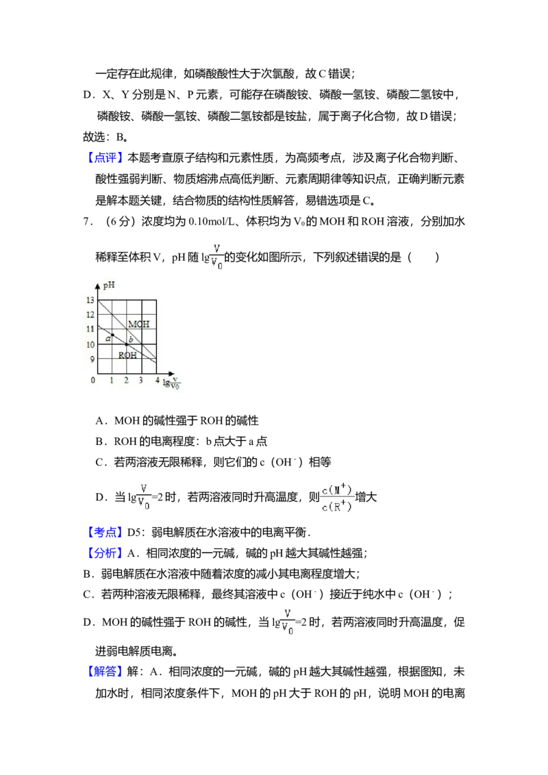 2015年全国统一高考化学试卷（新课标Ⅰ）（解析版）_全国卷+地方卷_5.化学_1.化学高考真题试卷_2008-2020年_全国卷_全国统一高考化学（新课标ⅰ）2008-2021_A4word版