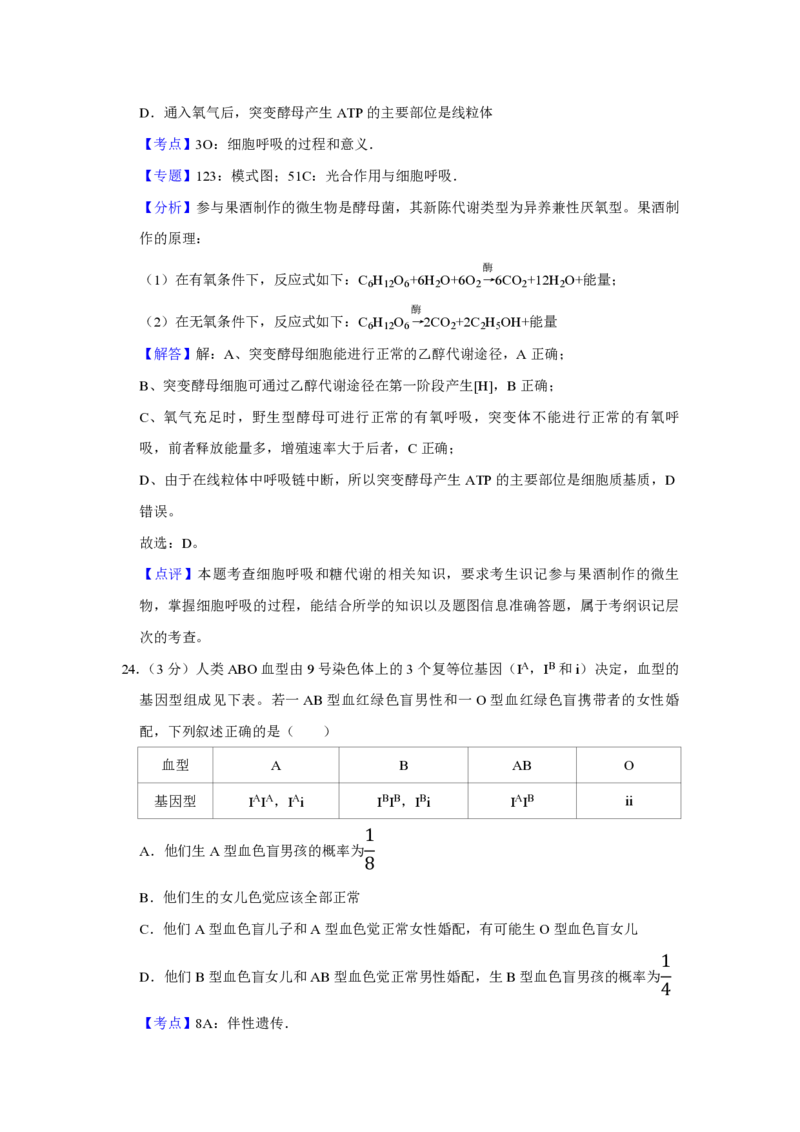 2016年江苏省高考生物试卷解析版_全国卷+地方卷_6.生物_1.生物高考真题试卷_2008-2020年_地方卷_江苏高考生物07-20_A4word版_PDF版（赠送）