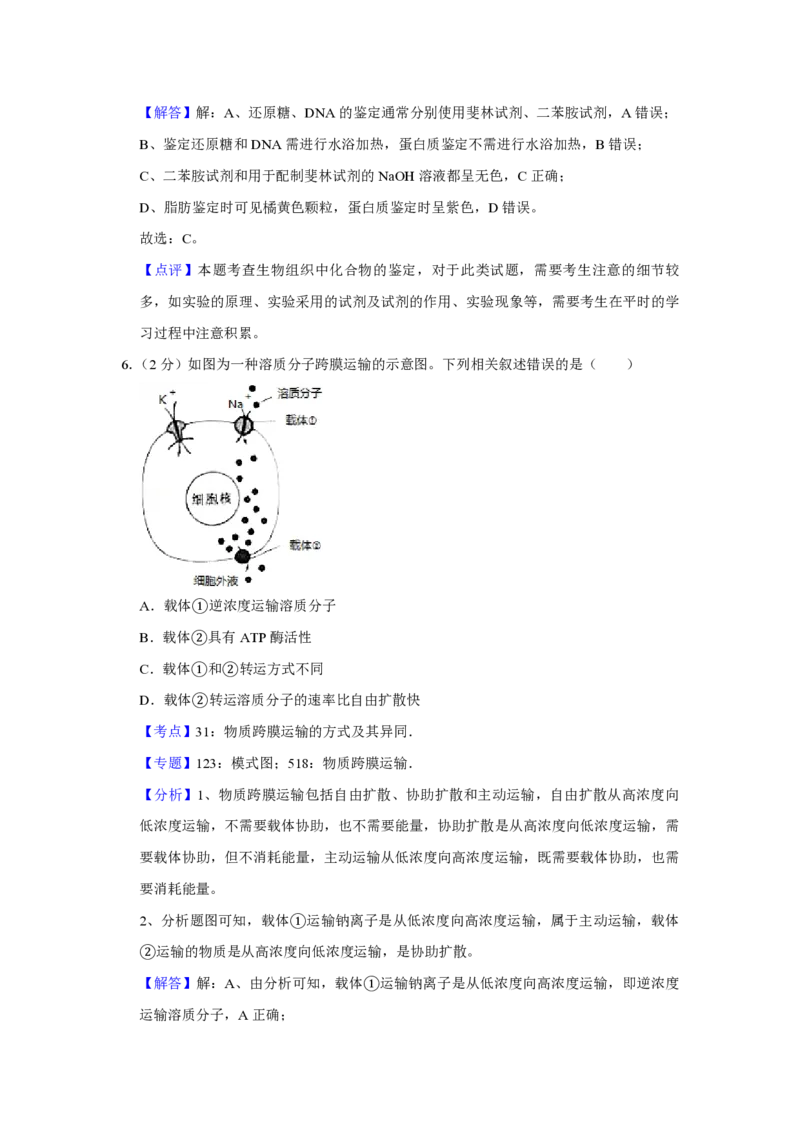 2016年江苏省高考生物试卷解析版_全国卷+地方卷_6.生物_1.生物高考真题试卷_2008-2020年_地方卷_江苏高考生物07-20_A4word版_PDF版（赠送）