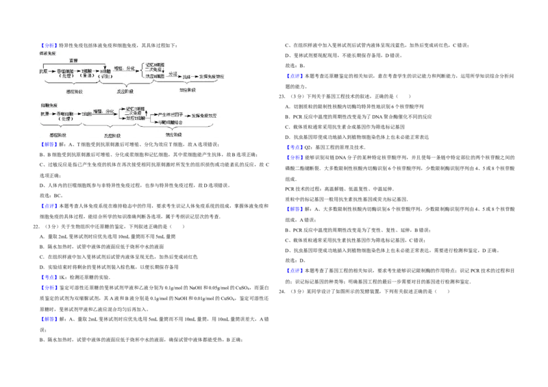 2014年江苏省高考生物试卷解析版_全国卷+地方卷_6.生物_1.生物高考真题试卷_2008-2020年_地方卷_江苏高考生物07-20_A3word版