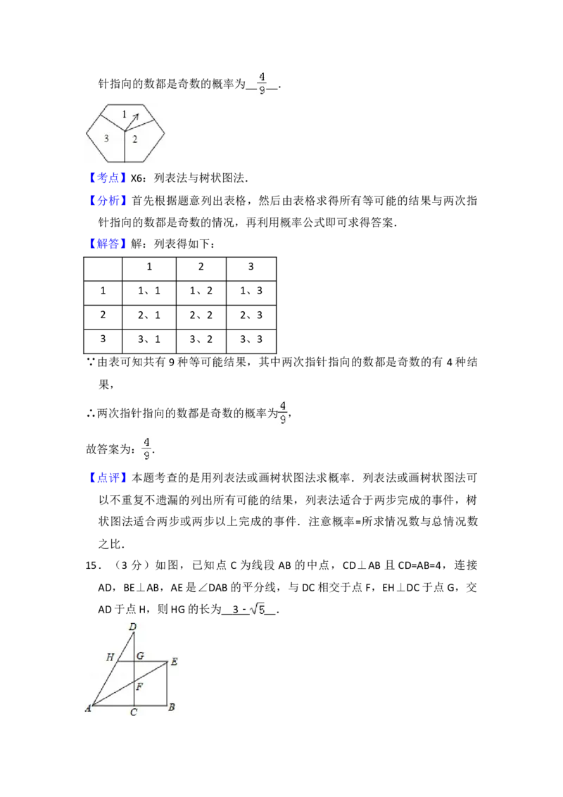 2016年山西省中考数学真题（解析卷）_❤山西历年中考真题_2.山西中考数学2008-2025