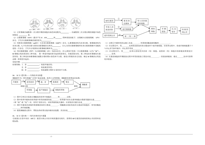 2012年高考真题生物（山东卷）（原卷版）_全国卷+地方卷_6.生物_1.生物高考真题试卷_2008-2020年_地方卷_山东高考生物08-21_山东高考生物_A3版_pdf版