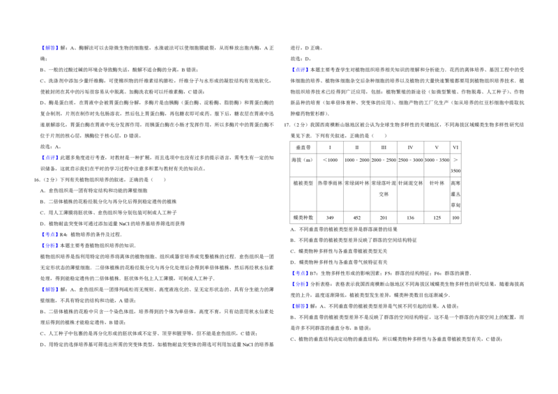 2011年江苏省高考生物试卷解析版_全国卷+地方卷_6.生物_1.生物高考真题试卷_2008-2020年_地方卷_江苏高考生物07-20_A3word版_PDF版（赠送）