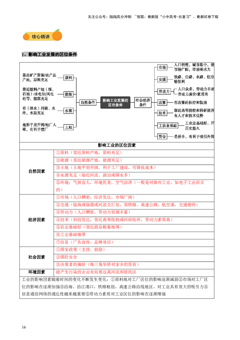 专题06农业、工业、交通、人口和城市（讲练）（解析版）_02中考总复习（2026版更新中）_09-地理-中考总复习_2025中考地理复习资料_2025中考二轮课件ppt+讲义+练习地理_讲义+练习
