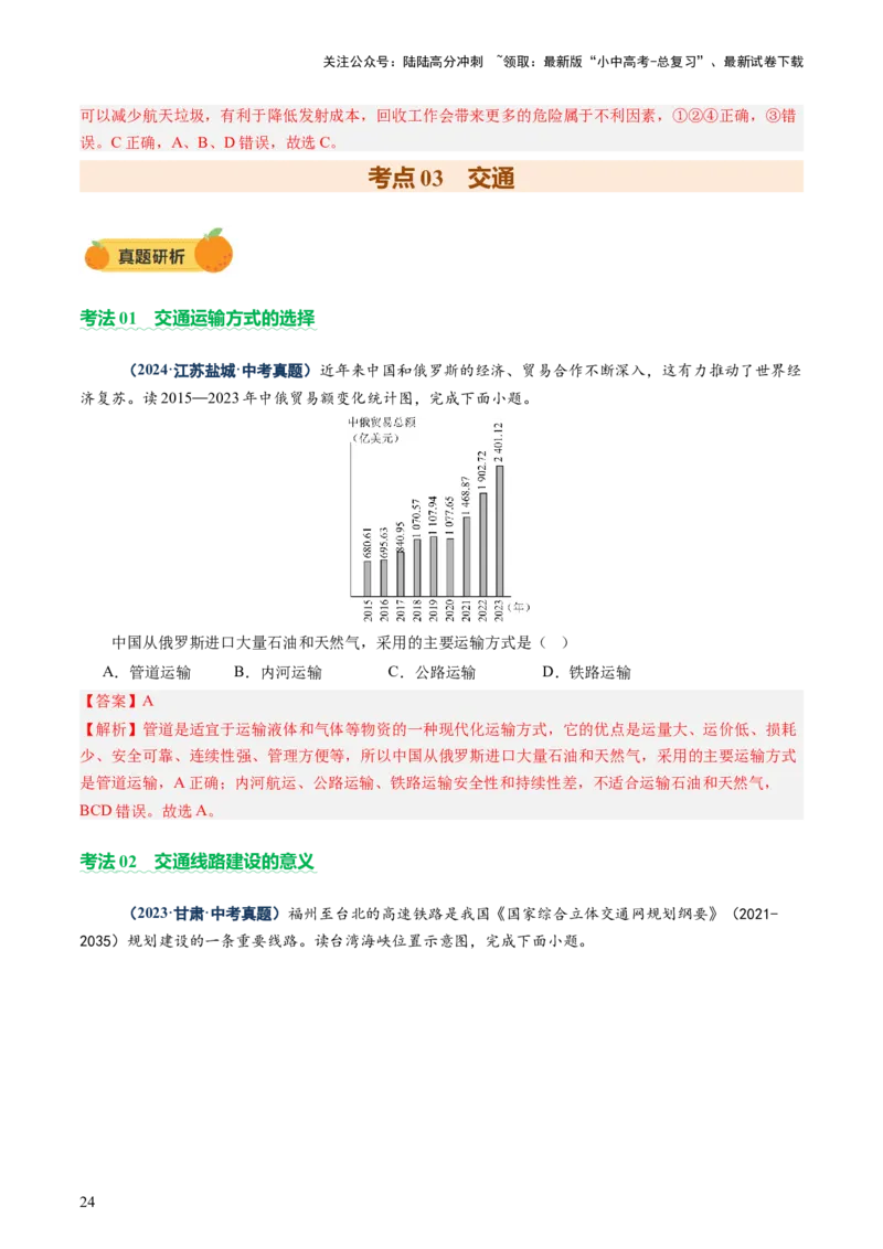专题06农业、工业、交通、人口和城市（讲练）（解析版）_02中考总复习（2026版更新中）_09-地理-中考总复习_2025中考地理复习资料_2025中考二轮课件ppt+讲义+练习地理_讲义+练习