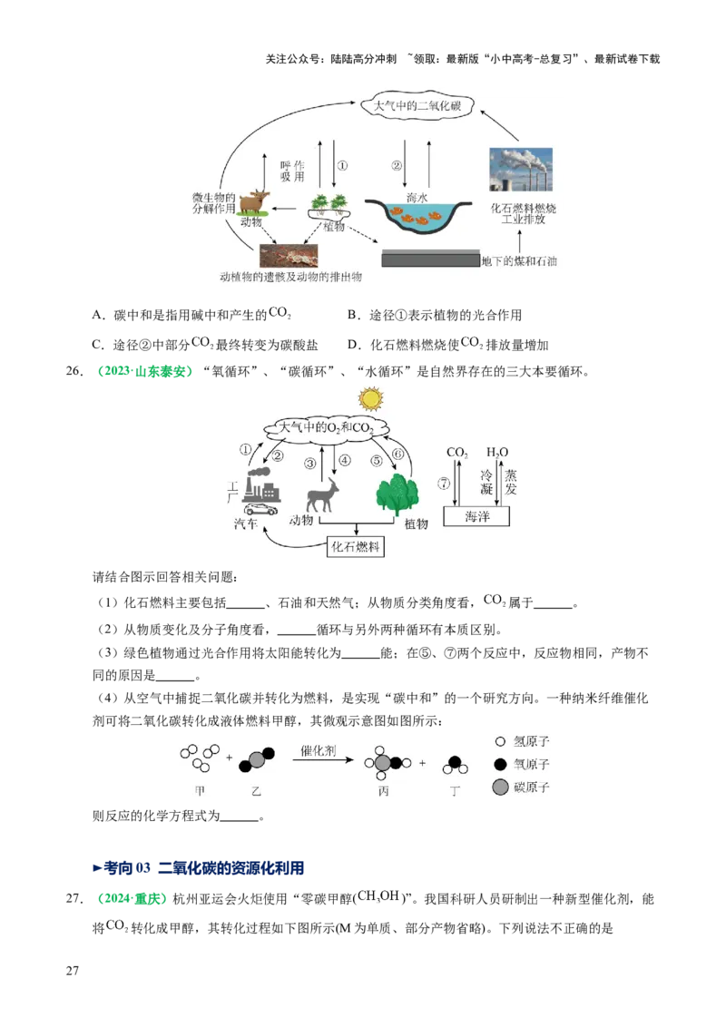 专题05碳和碳的氧化物（讲义）（原卷版）_02中考总复习（2026版更新中）_05-化学-中考总复习_2025年中考复习资料_2025中考化学一轮复习讲义+课件_讲义_专题05碳和碳的氧化物（讲义）