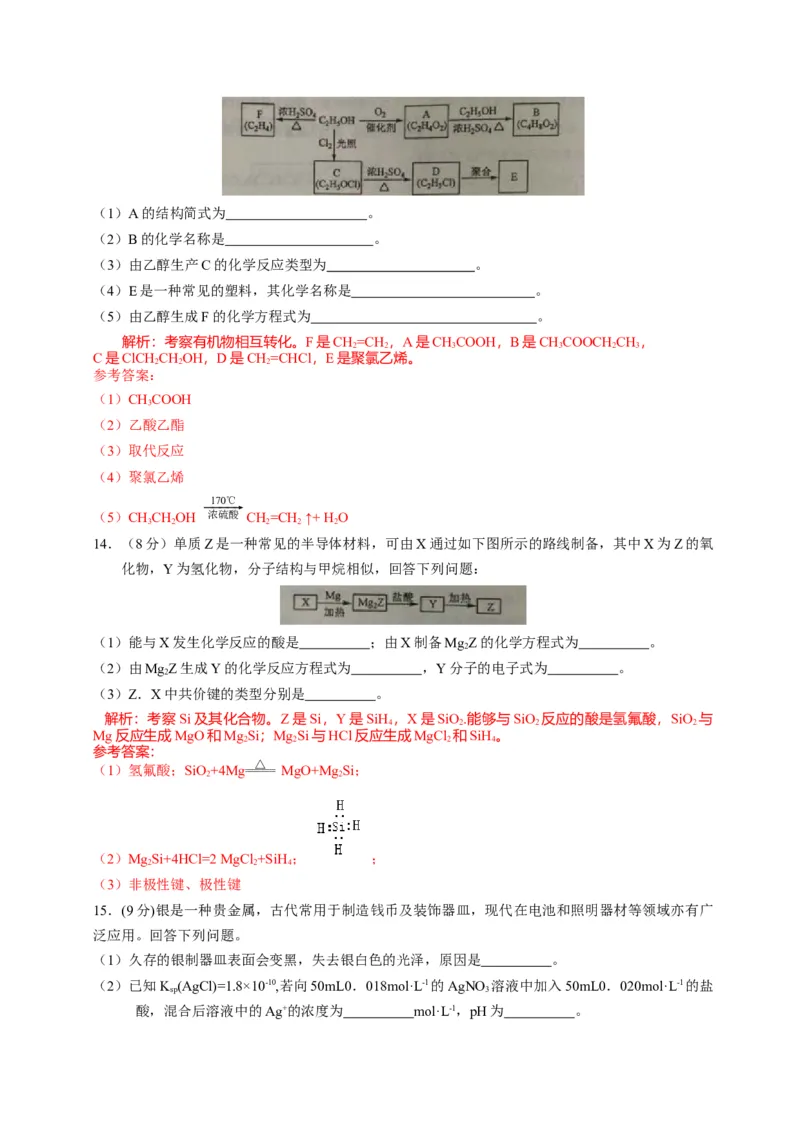 2015年海南高考化学试题及答案_全国卷+地方卷_5.化学_1.化学高考真题试卷_2008-2020年_地方卷_海南高考化学2008-2020_A4word版_答案版