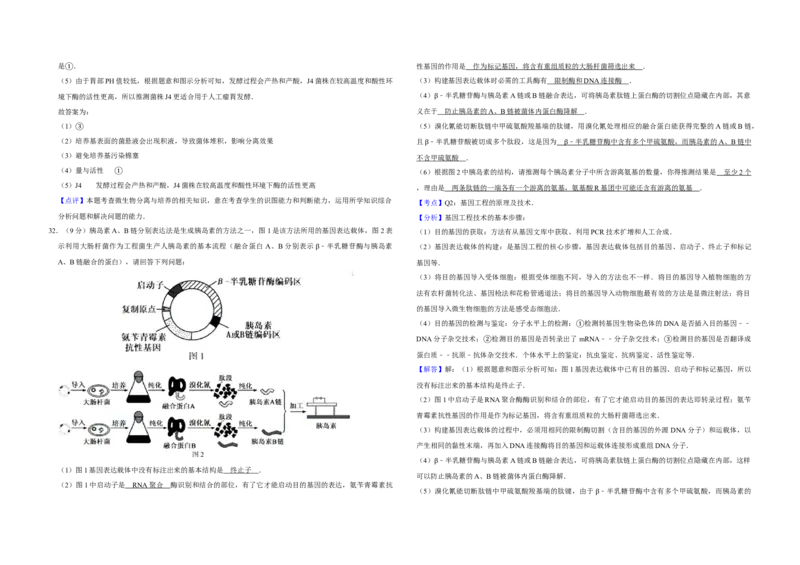 2015年江苏省高考生物试卷解析版_全国卷+地方卷_6.生物_1.生物高考真题试卷_2008-2020年_地方卷_江苏高考生物07-20_A3word版