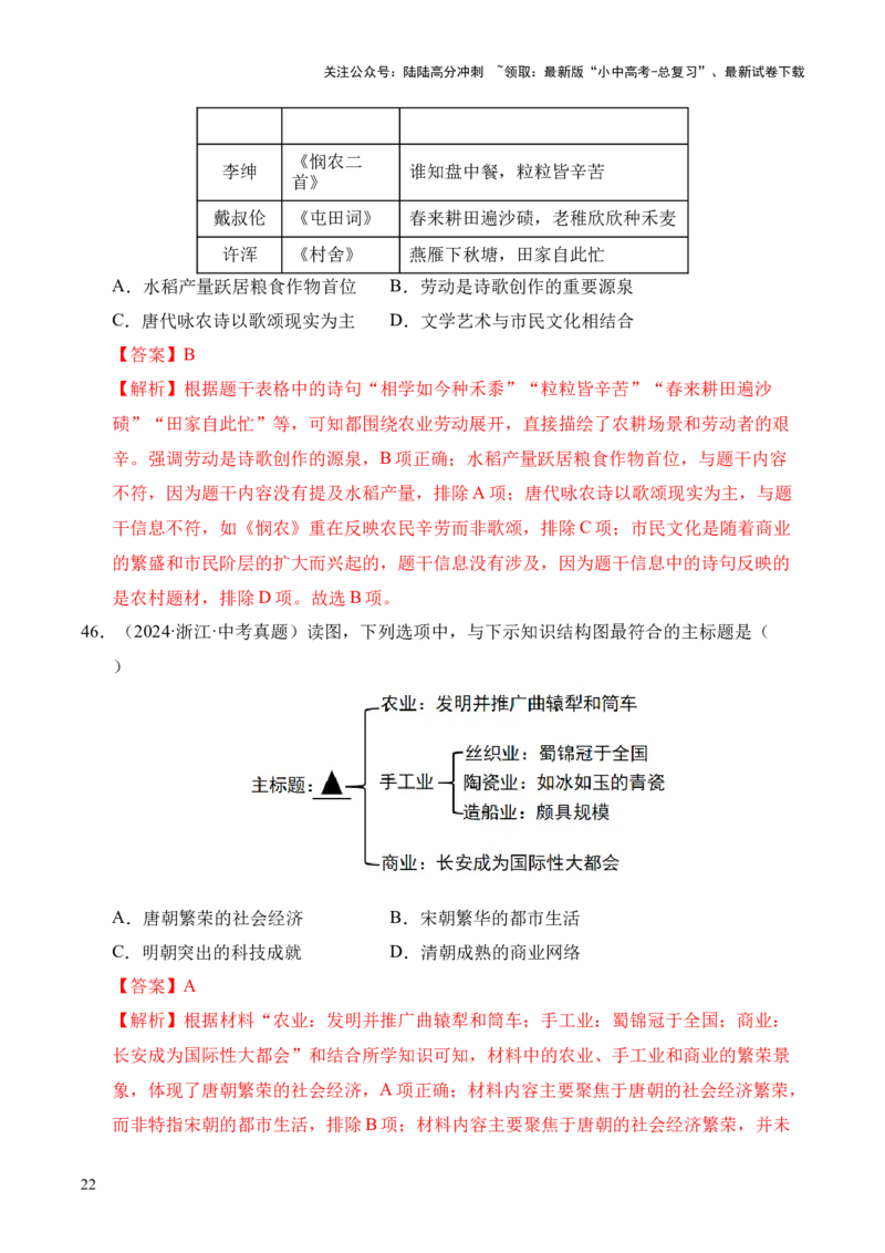 专题05繁荣与开放的时代&middot;选择题（全国通用）（解析版）_02中考总复习（2026版更新中）_06-历史-中考总复习_2026年中考复习（更新中）
