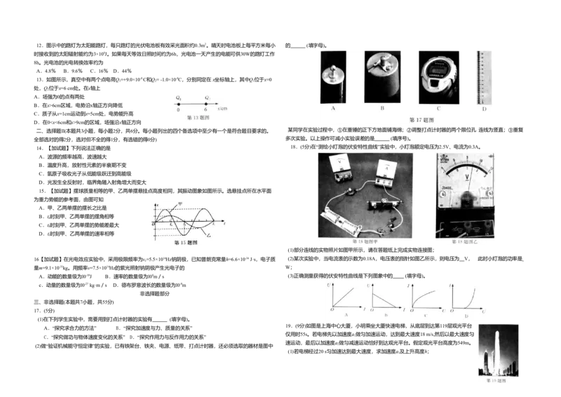 2016年浙江省高考物理4月（原卷版）_全国卷+地方卷_4.物理_1.物理高考真题试卷_2008-2020年_地方卷_浙江高考物理08-21_A3word版_原卷版（建议只打印原卷版，解析版手机对答案即可）