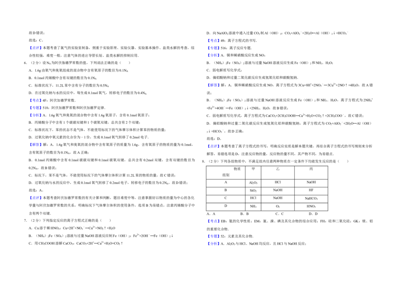 2014年江苏省高考化学试卷解析版_全国卷+地方卷_5.化学_1.化学高考真题试卷_2008-2020年_地方卷_江苏高考化学2008-2020_A3word版