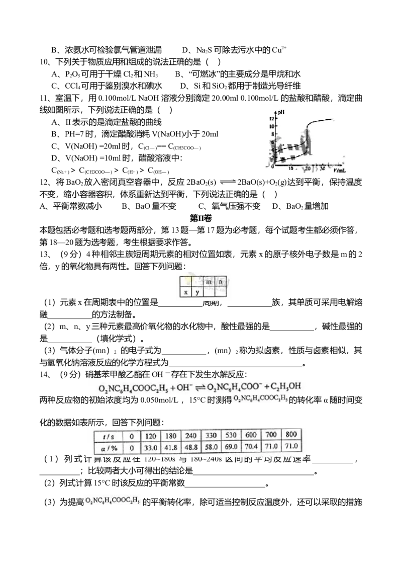 2014年海南高考化学试题及答案_全国卷+地方卷_5.化学_1.化学高考真题试卷_2008-2020年_地方卷_海南高考化学2008-2020_A4word版_答案版
