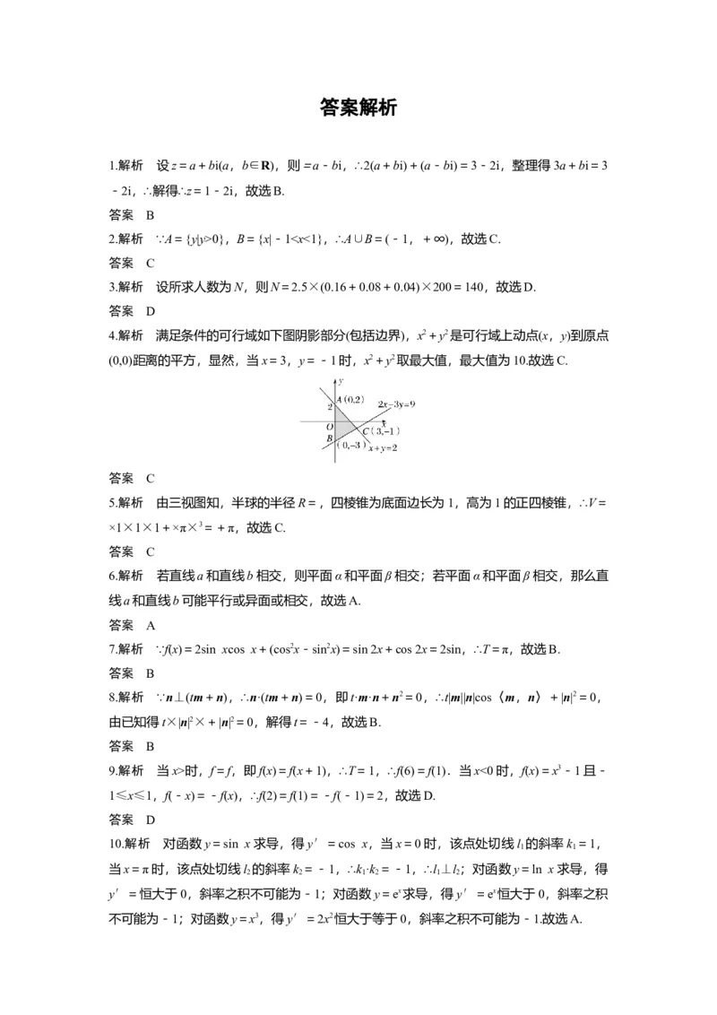 2016年高考真题数学理（山东卷）（解析版）_全国卷+地方卷_2.数学_1.数学高考真题试卷_2008-2020年_地方卷_山东高考数学08-22_A4版