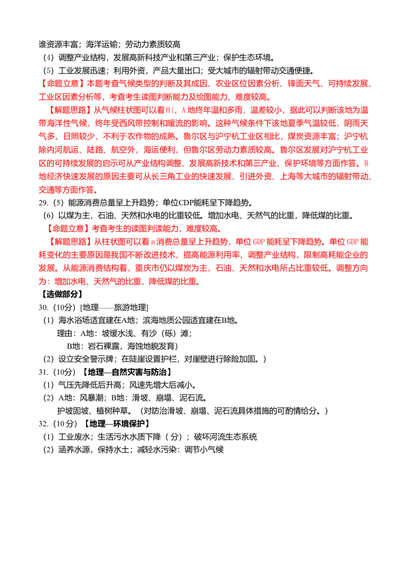 2010年高考真题地理（山东卷）（解析版）_全国卷+地方卷_8.地理_1.地理高考真题试卷_2008-2020年_地方卷_山东高考地理08-21_山东高考地理_A4版