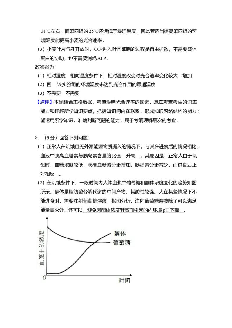 2016年全国统一高考生物试卷（新课标Ⅲ）（解析版）_全国卷+地方卷_6.生物_1.生物高考真题试卷_2008-2020年_全国卷_全国统一高考生物（新课标ⅲ）16-21_A4word版